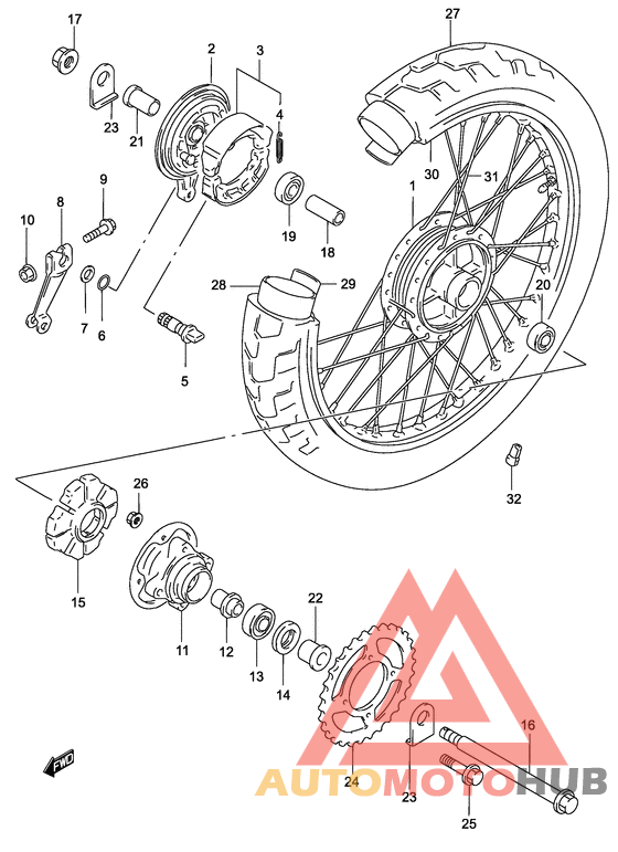 Rear wheel complete assy