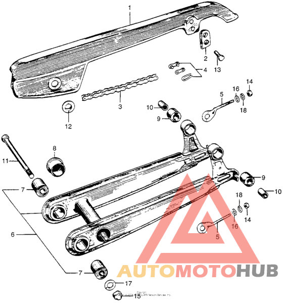 Chain case + swingarm