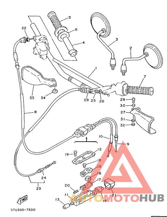 Steering handle. cable