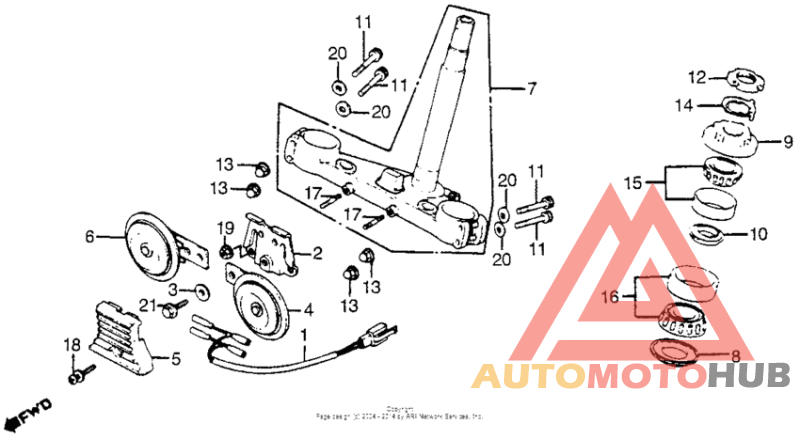 Steering stem + horn