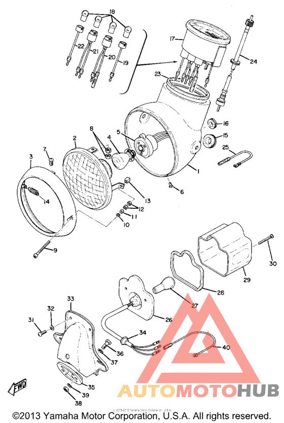 Head lamp, speedometer & tail lamp