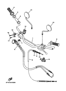 TW200E Рулевой рычаг и кабель