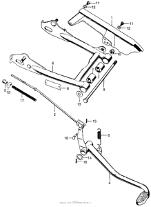 Z50A Chain case + rear brake + swingarm