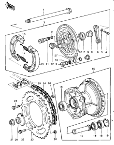 KDX400 Rear hub / brake / chain