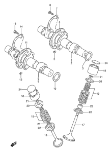 GS500 Распределительный вал-клапаны