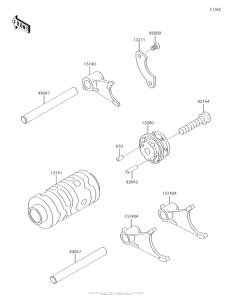 KX65 Валы и вилки переключения передач