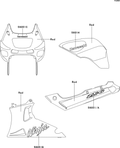 ZX600 Decals(red)(zx600-e7)