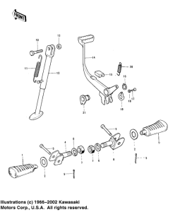 KE125 Footrests / stand / brake pedal