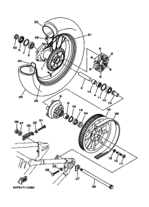 XV1700ATL XV17ATLS Rear wheel complete assy