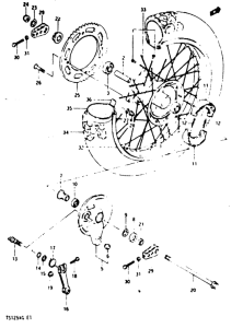 TS125 Rear wheel complete assy
