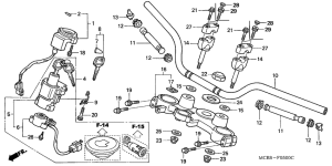 XL650V Handle pipe / top bridge