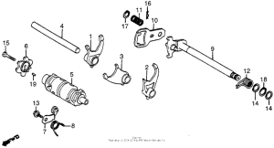 XR200R Shift drum + shift fork