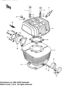 KX400 Головка блока цилиндров / цилиндр