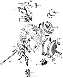 SL70 Cylinder head cover + inletpipe + spark plug
