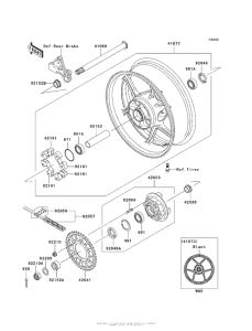ZX600 Заднее колесо и цепь