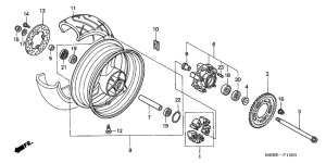 VTR1000F Rear wheel complete assy