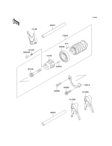 EJ650 Gear change drum & forks