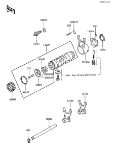 ZX750 Gear change drum & forks