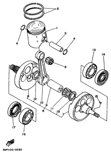 YZ250 Коленчатый вал и поршни