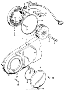 SL125 Left crankcase cover + alternator