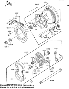 KX125 Rear hub / brake / chain