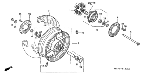 VTR1000SP Rear wheel complete assy