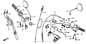 CB750 Handle lever + cable + switch + mirror
