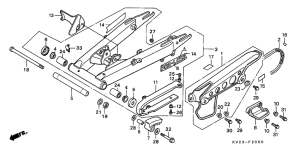 XLX350 Rear fork / drive chain