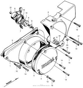 SL350 Left crankcase cover + rear cover
