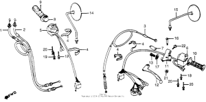 CB650 Handle lever + switch + cable