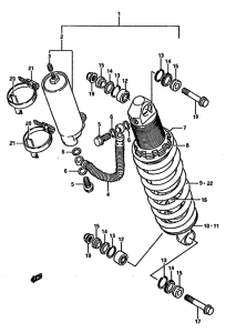 RM125 Абсорбер удавный в сборе задний