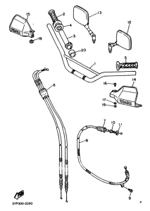 XT600KN (20KW) Steering handle. cable