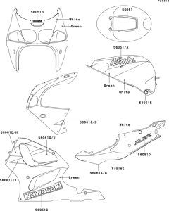 ZX750 Decals(green / white)(zx750-p2)