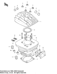 KDX175 Cylinder head / cylinder / reed valve