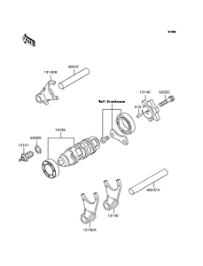 BJ250 Gear change drum & forks