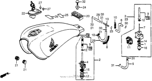 VT500F Vt500ft fuel tank y-