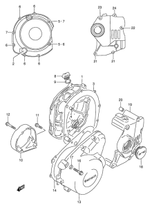 GSX250 Crankcase cover ass`y  (v