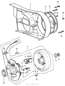 XR75 Left crankcase cover + generator