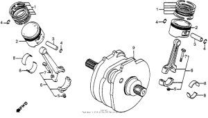 VT1100C Коленчатый вал и поршни