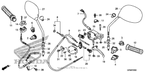 NHX110 Handle lever + switch + cable + mirror