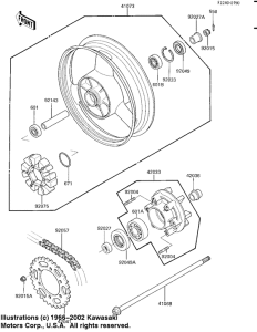 EX250 Rear wheel / hub / chain