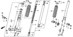 NX650 Вилка передней оси