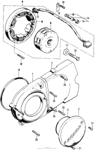 SL100 Left crankcase cover + alternator