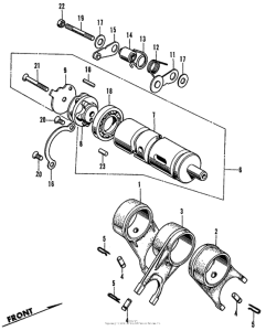 CL450 Gearshift fork + drum