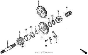 CR80R Kick starter spindle 83