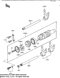 KZ1100 Gear change drum & forks