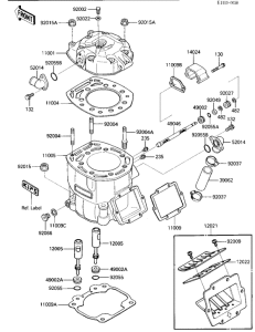 KX500 Cylinder head / cylinder / reed valve