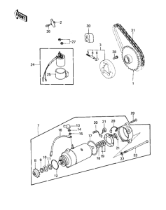 KZ250 Starter motor / starter clutch