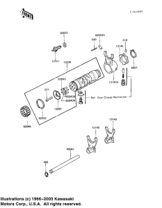 KZ1100 Gear change drum & forks