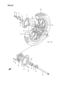 DR350 Rear wheel complete assy